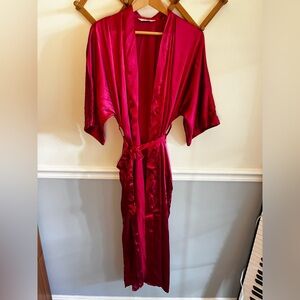 Magenta Satin Bathrobe